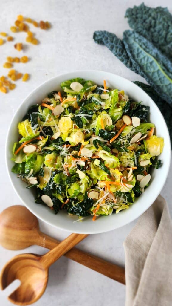 bowl of kale brussels salad