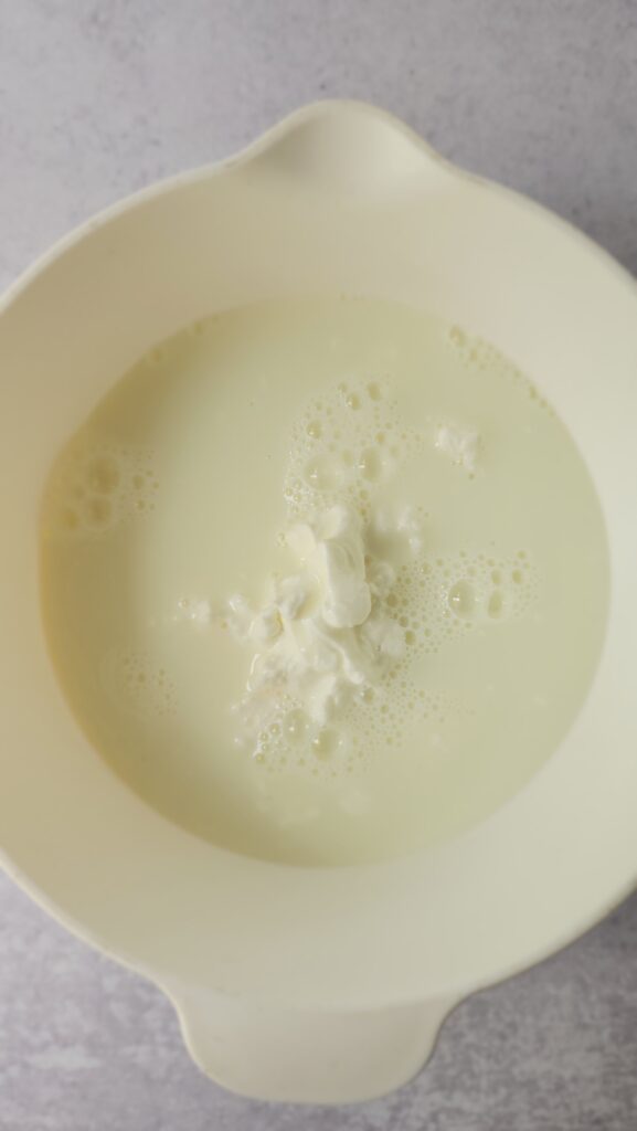 Greek yogurt and milk for chocolate chia seed pudding