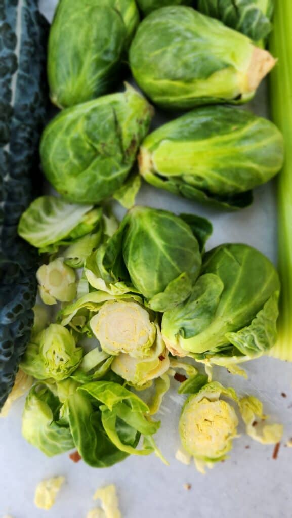 close up of brussels sprouts for kale brussels salad