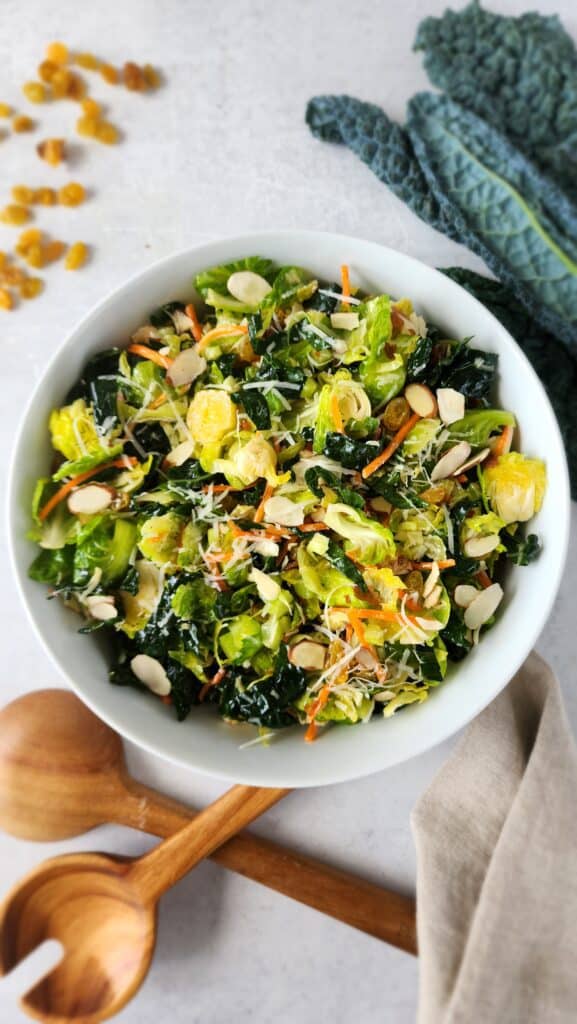 bowl of kale brussels salad