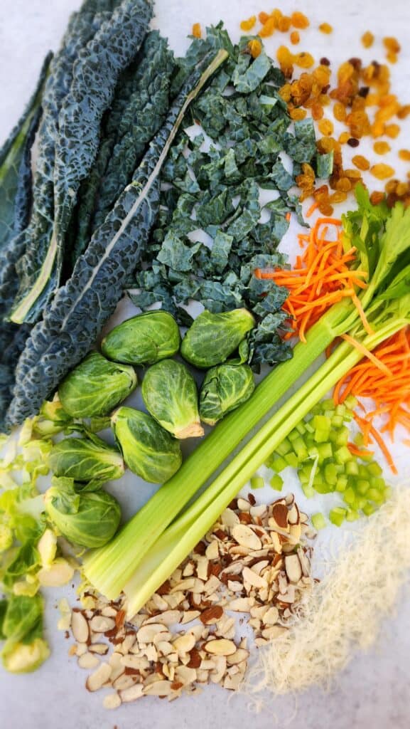 ingredients for a kale brussels salad