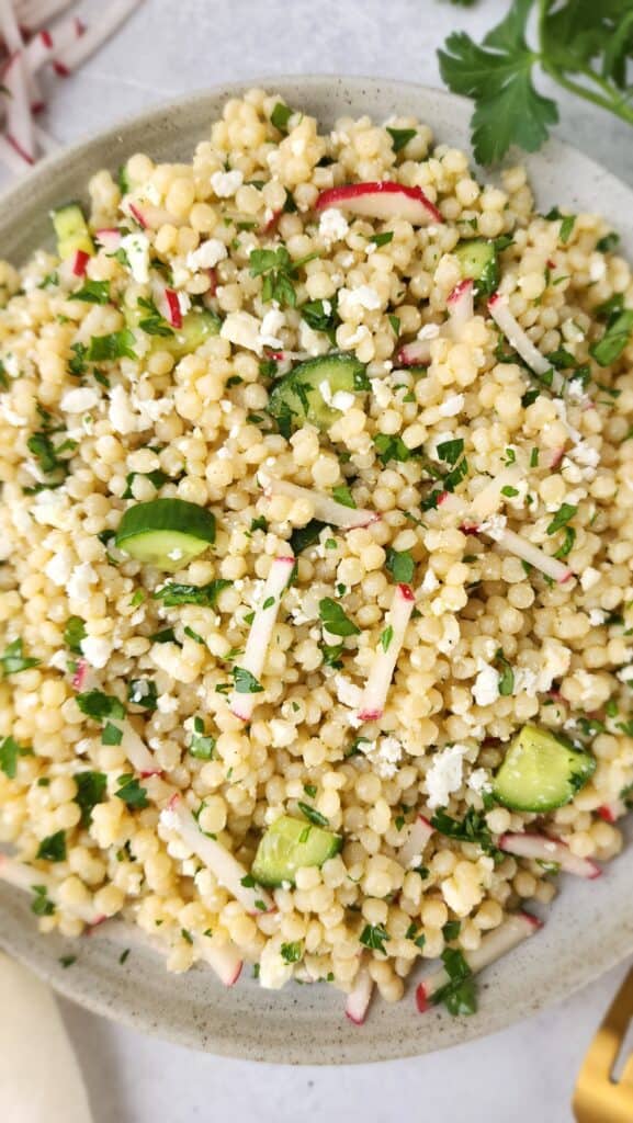 close up picture of lemon couscous salad