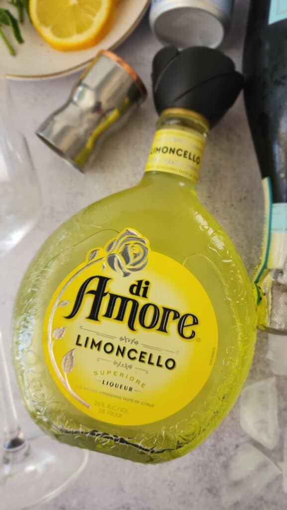 limoncello glass bottle to make limoncello spritz