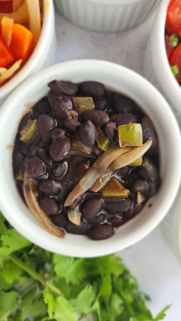ramekin of black beans for Chipotle Burrito Bowls