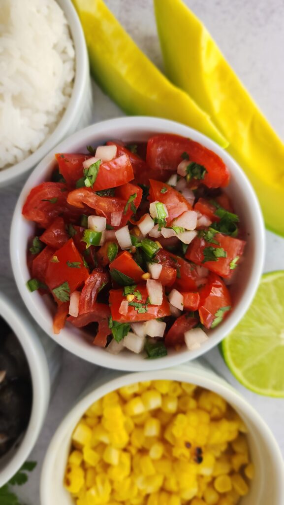 ramekin of pico de gallo for Chipotle Burrito Bowls