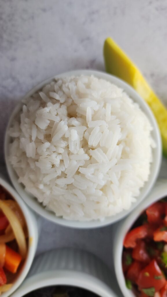 ramekin of white rice for Chipotle Burrito Bowls