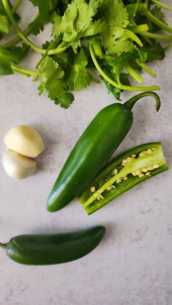 jalapeño for the cilantro jalapeño sauce