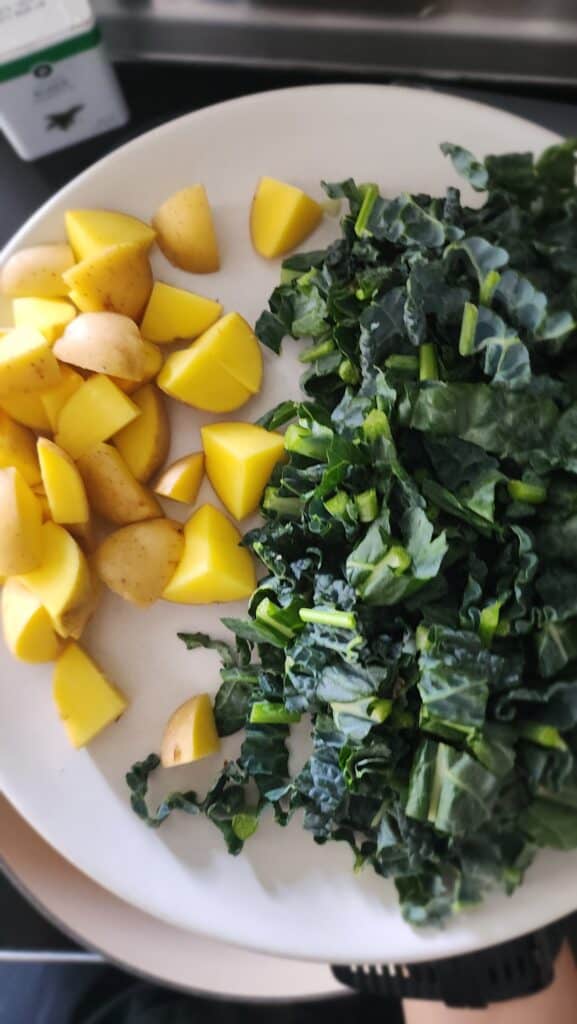 potatoes and kale for Easy Ribollita Soup