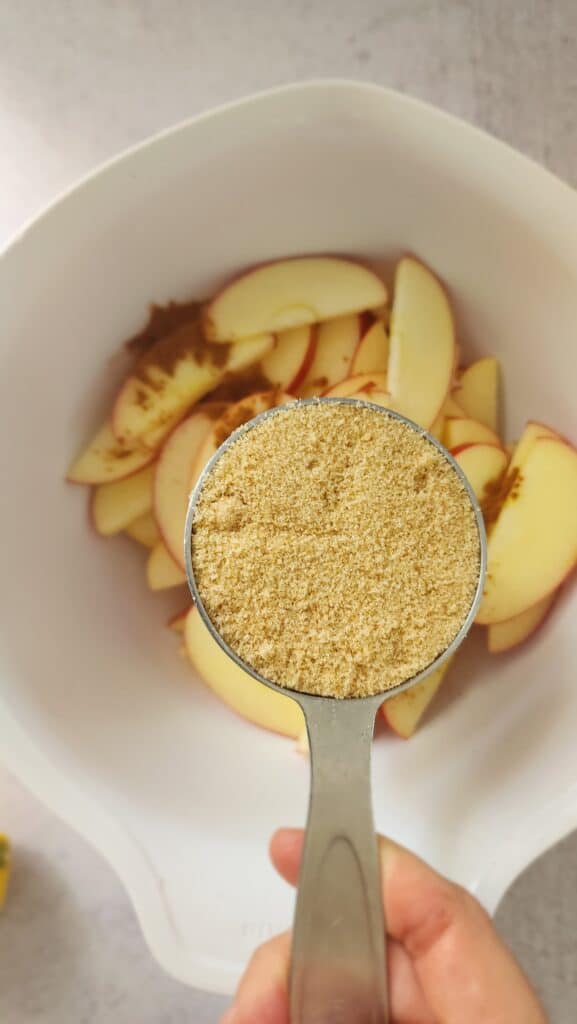 adding brown sugar for puff pastry apple tart