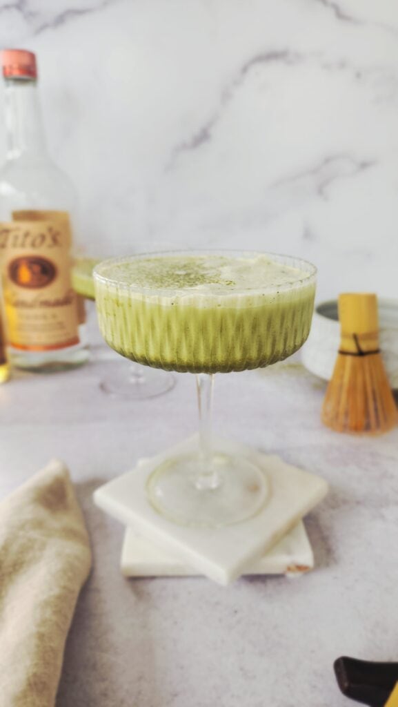 glass of a matcha martini