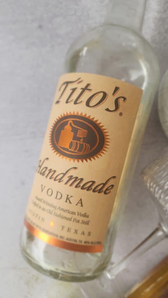 bottle of Tito's Vodka for a matcha martini