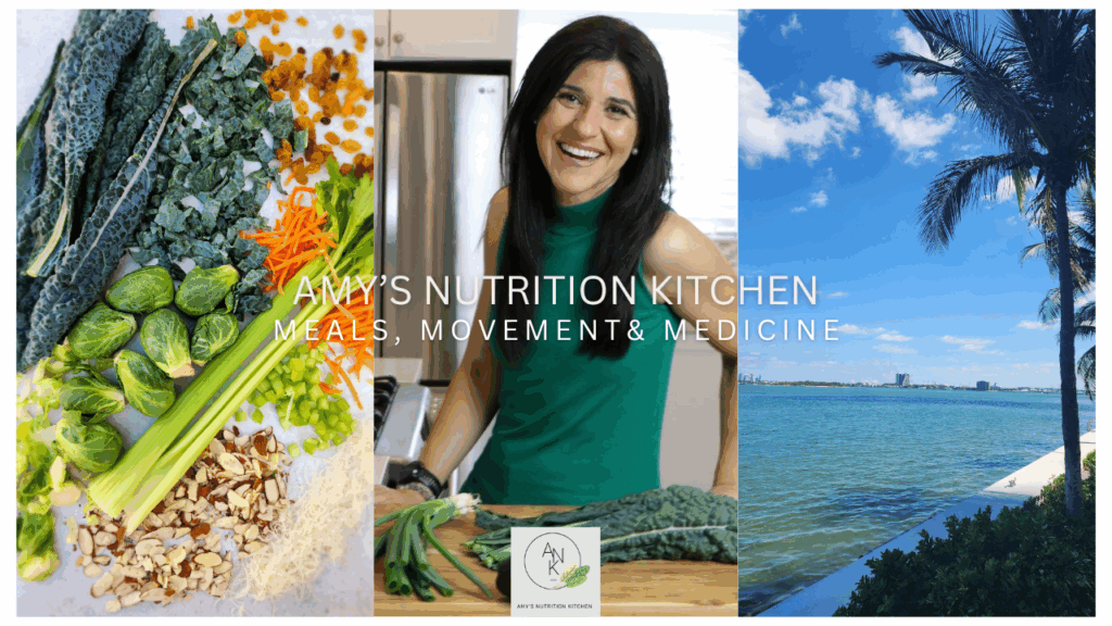 picture of brussels salad ingredients, myself, and the miami causeway