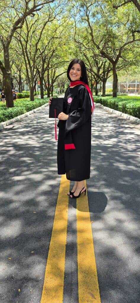 picture of myself in my cap and gown for my master's