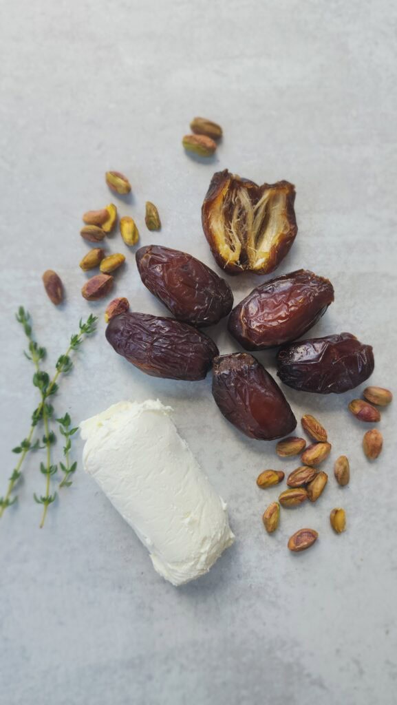 Ingredients for Goat Cheese Stuffed with Thyme & Pistachios