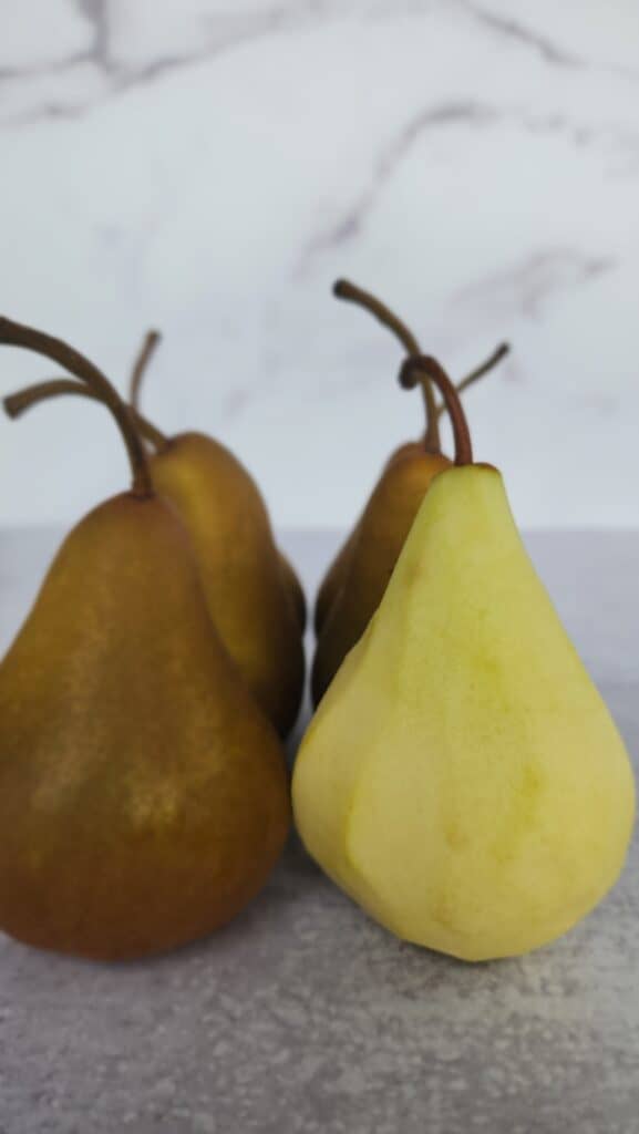 one peeled Bosc pear for Red Wine Poached Pears