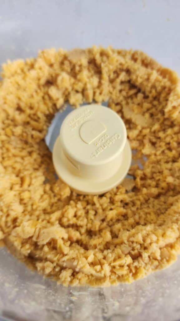 chickpeas blended almost like a dust for roasted beet hummus