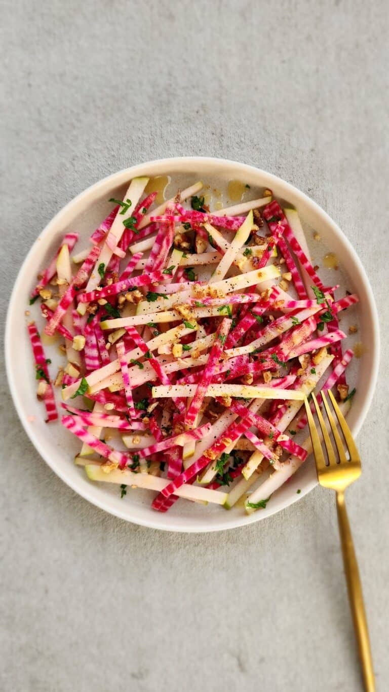 plate of shredded beet and apple salad