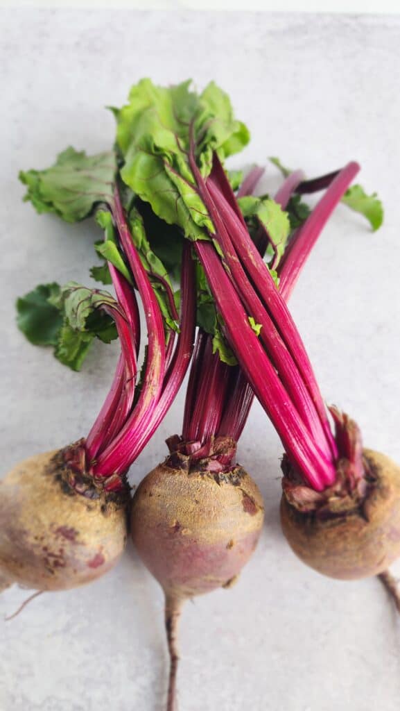 bunch of red beets for Shredded Beet and Apple Salad