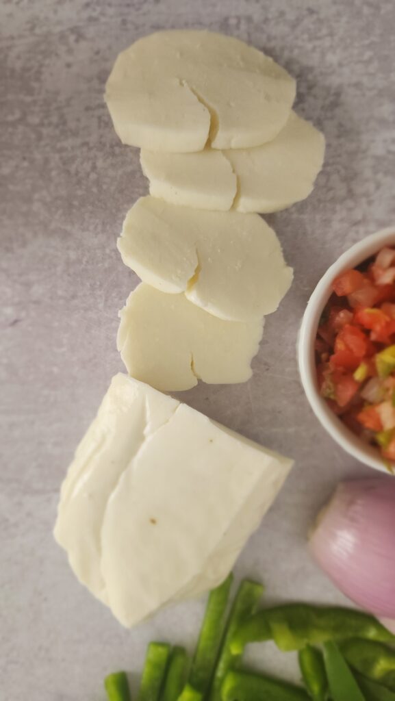 Halloumi Cheese sliced for Halloumi Tacos