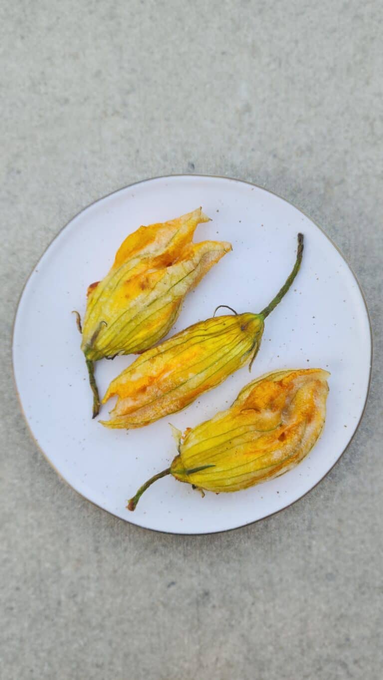 a final plate of fried stuffed squash blossoms
