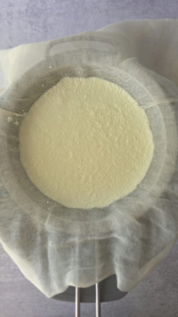 ricotta strained for homemade ricotta