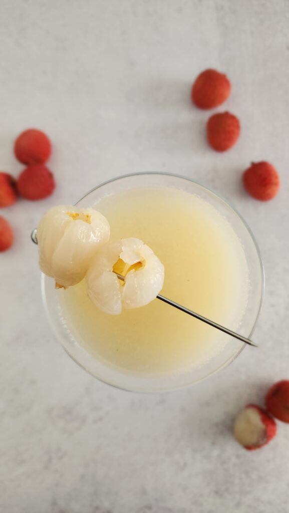 top shot of a lychee martini