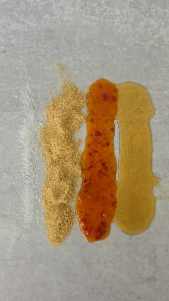 honey, brown sugar, kosher salt, chili sauce for seed brittle
