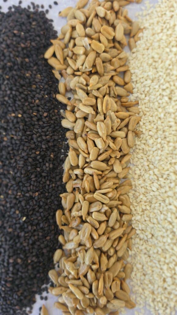 close up of sunflower seeds for seed brittle