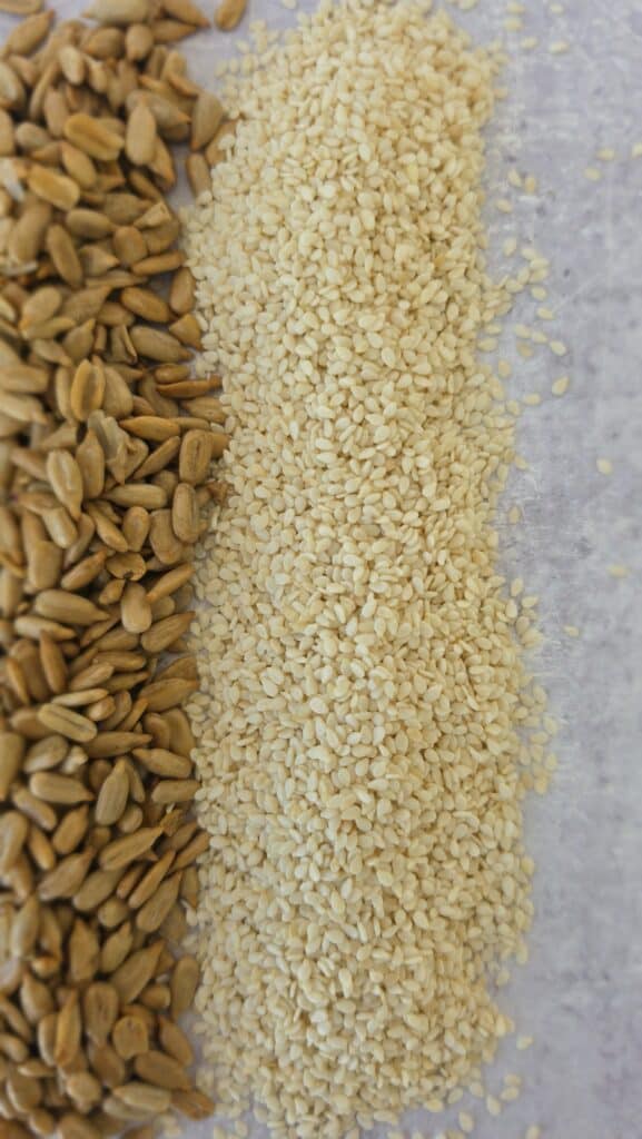 close up of white sesame seeds for seed brittle