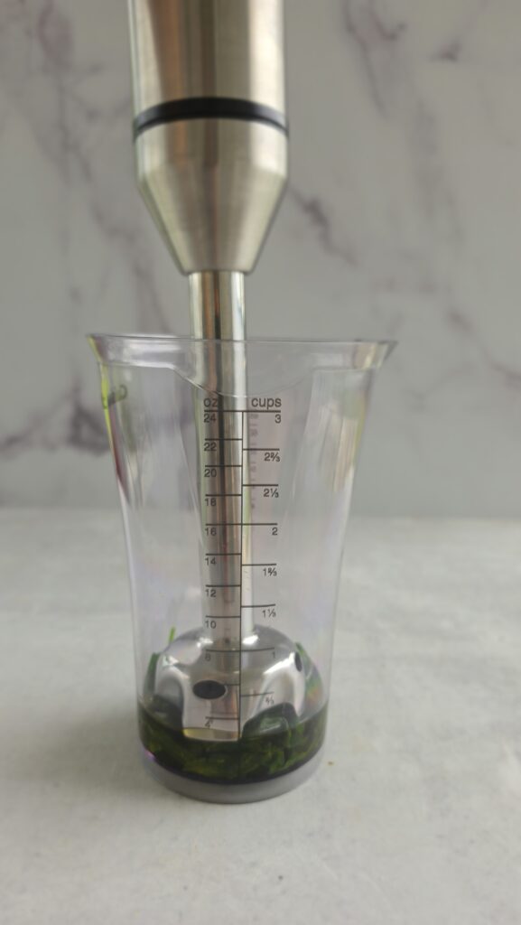 blending basil for basil oil