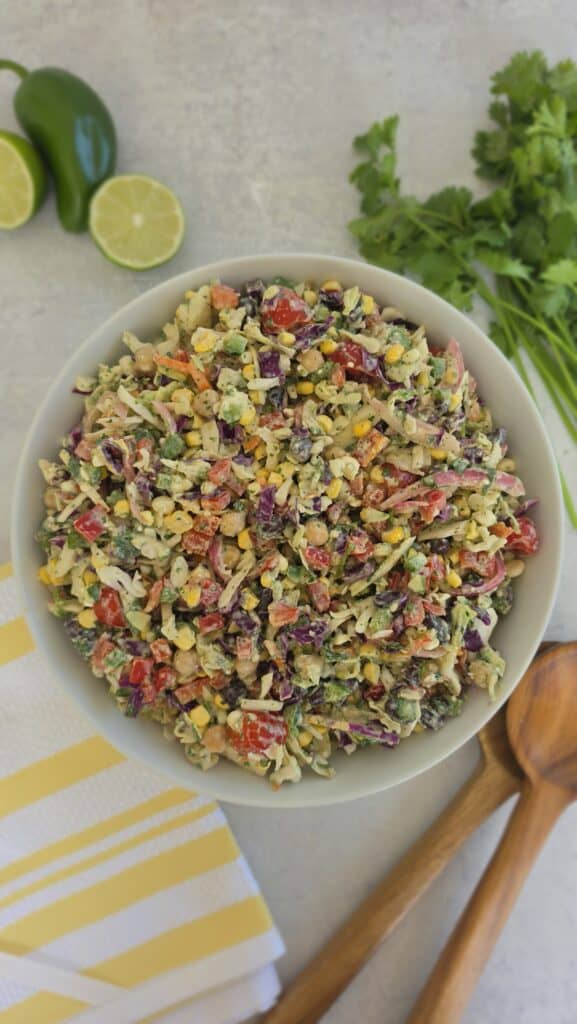 dense bean salad in a bowl