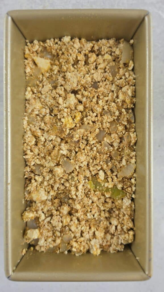 glazed tofu loaf pressed in the 8x5 loaf pan
