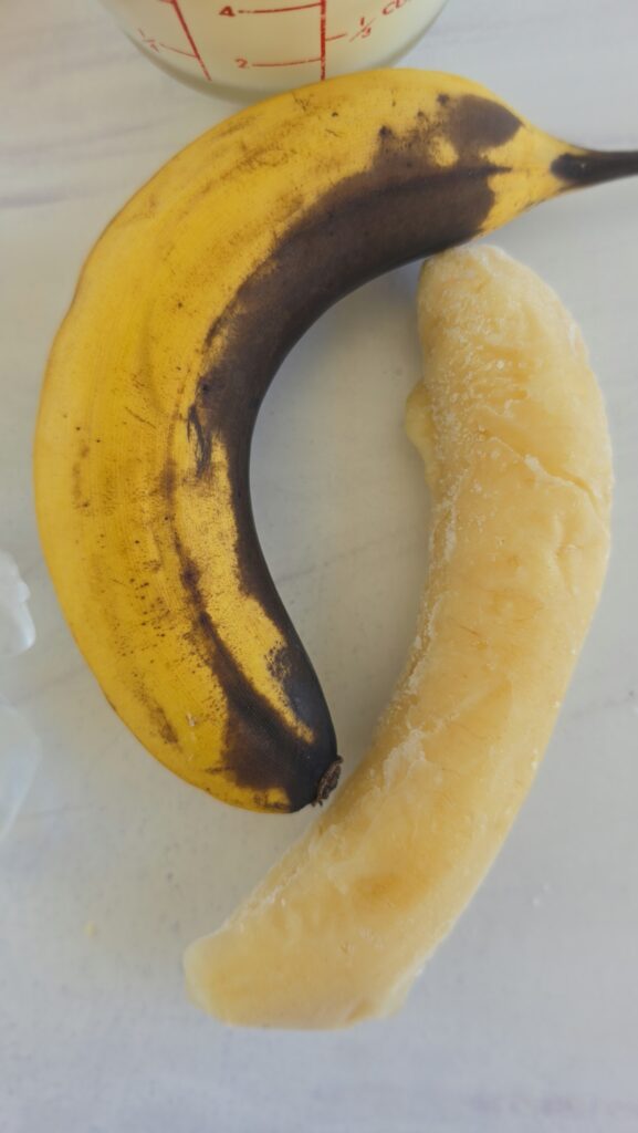 frozen banana for an easy peanut butter banana smoothie