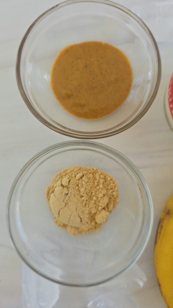 regular peanut butter, peanut butter powder for an easy peanut butter banana smoothie
