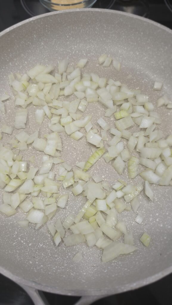sautéing onion for burger bowls
