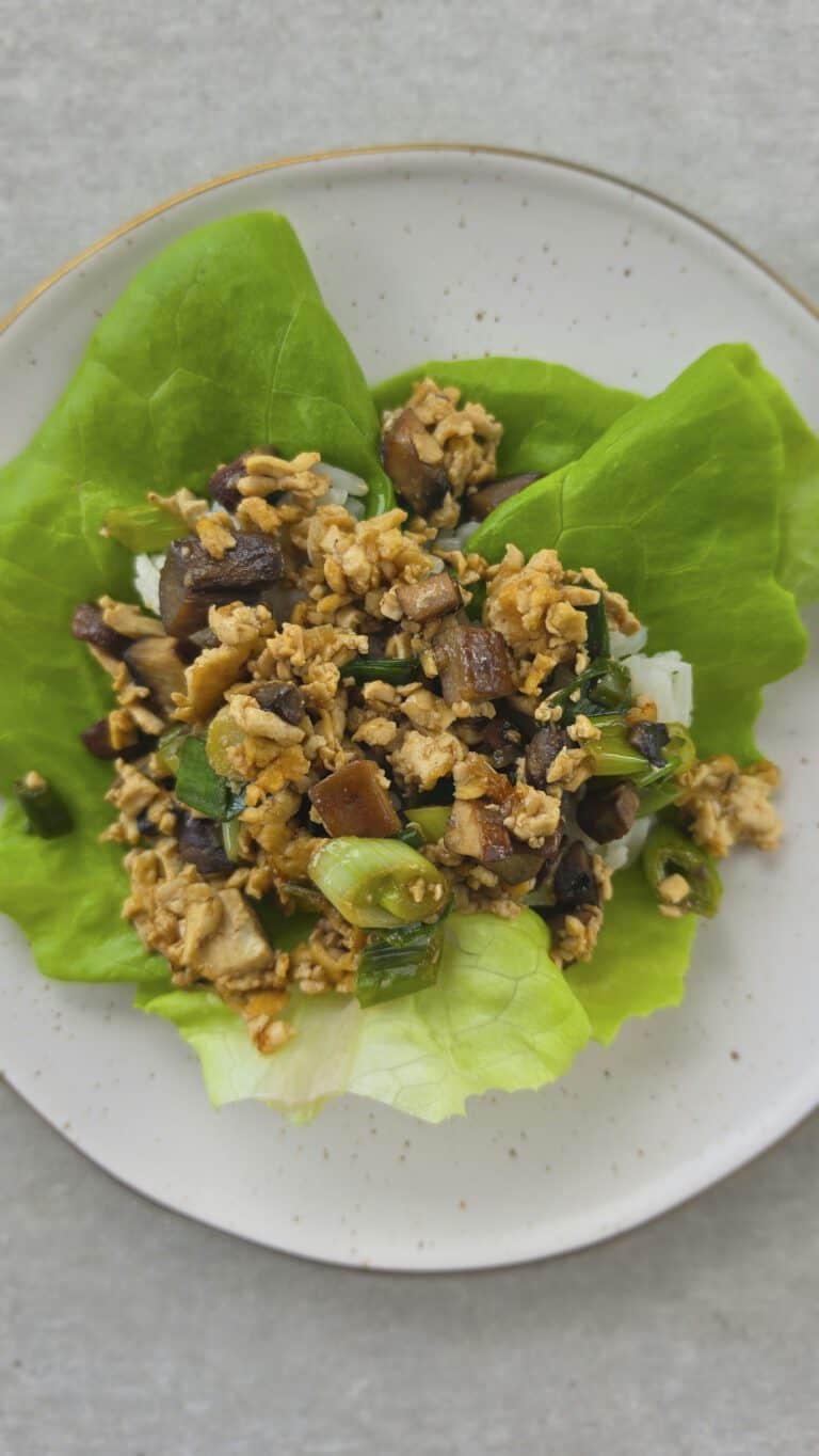 tofu lettuce wraps on a plate